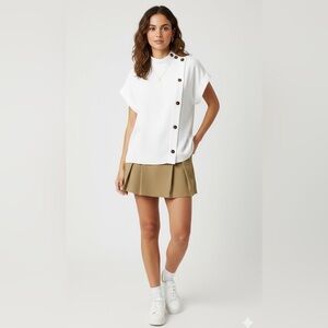 Zara White Button-Accent Blouse